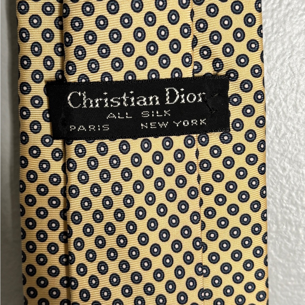 Dior Men's Silk Tie - Beige and Navy